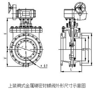 上裝閘式金屬硬密封蝶閥結(jié)構(gòu)示意圖