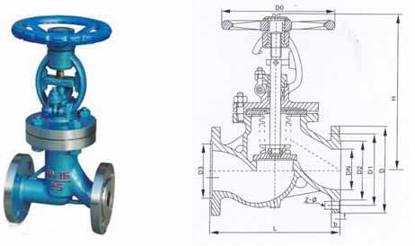 國標(biāo)波紋管截止閥結(jié)構(gòu)圖