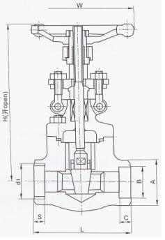 Z11鍛鋼閘閥結構圖